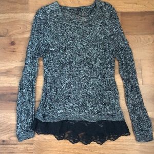 Black and white knit sweater with lace!